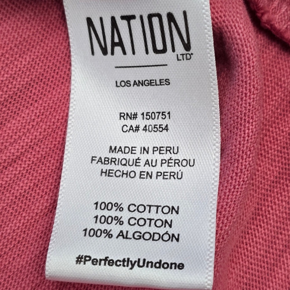 Nation LTD Lima Puff Sleeve Top Coral Pink Slub Cotton Womens Medium 1258JJR - Picture 6 of 7